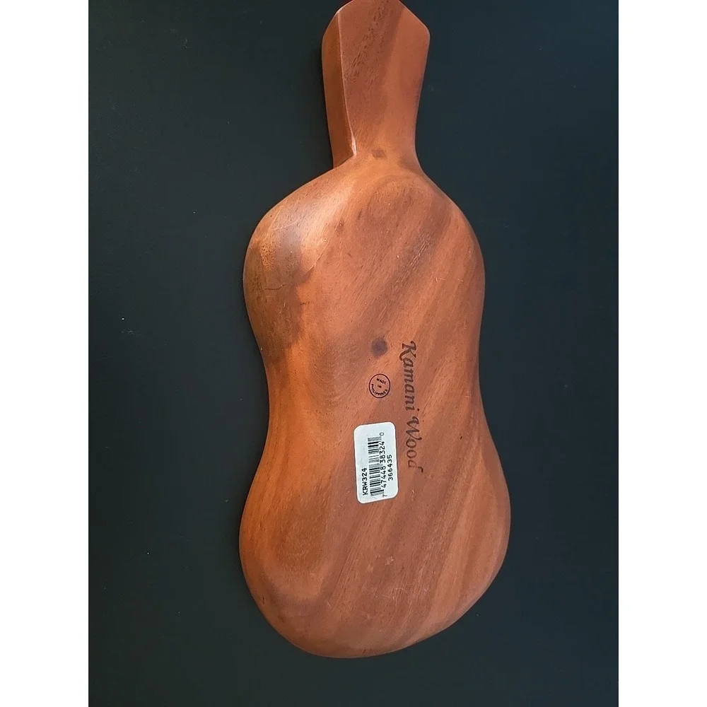 Vintage Kamani Wood Ukulele Guitar Shaped Trinket Dish Bowl 12.5
